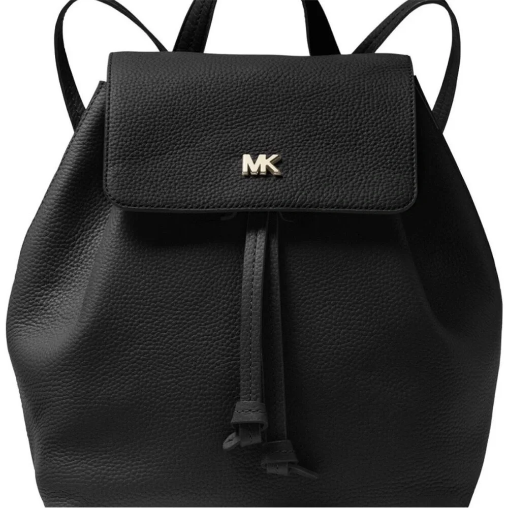 Michael Kors Junie Flap Black Leather‎ Backpack